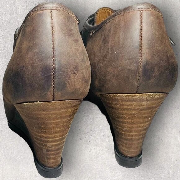 Lauren Ralph Lauren Women’s 10B Brown Denver Oxfords Wedge Heels Shoes Booties - Picture 3 of 11